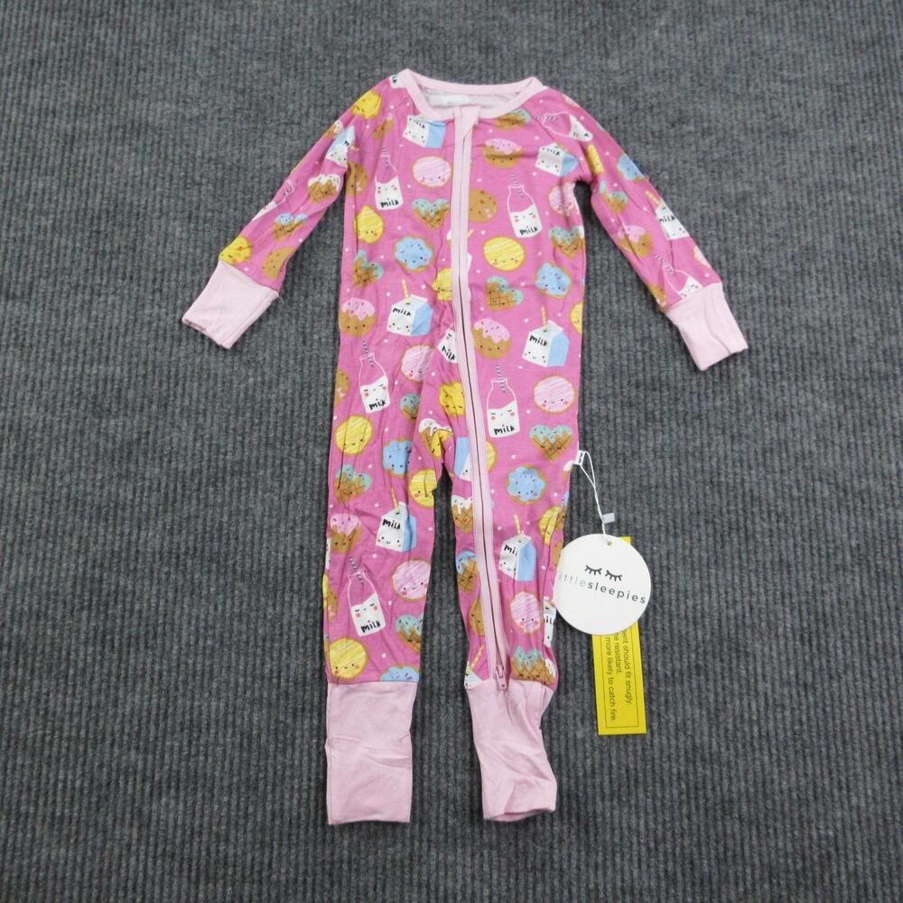 Littlesleepies One Piece Girls 6-12 Month Pink Cookies & Milk Zippy Lunaluxe NWT